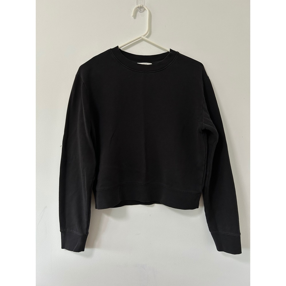 Vince Essential Crew Neck Sweatshirt Womens Medium Black Minimalist